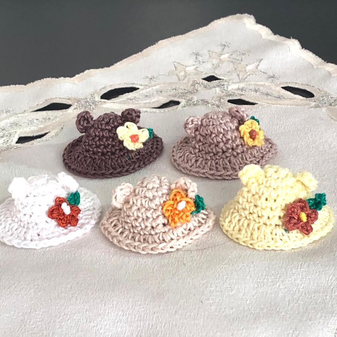 レイラのママ★ハンドメイドパーツ★かぎ針編み♪ミニ麦わら帽子