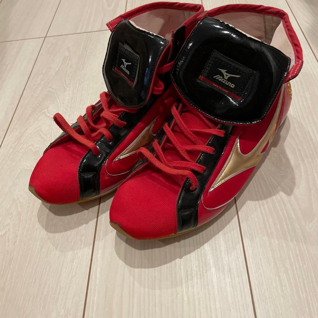 Mizuno ボクシングシューズ レッド/ゴールド　　サイズ27cm Mizuno イージーオーダーボクシングシューズ (ショート・ベロ折り返し