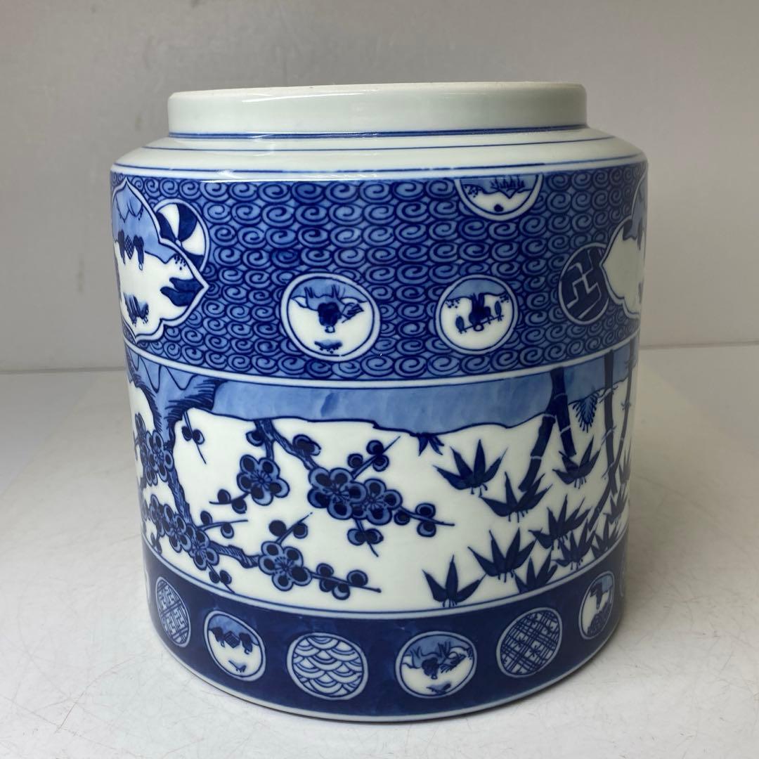 ☆茶3 橋本喜泉 祥瑞 松竹梅 水指 共箱 高さ19cm 東キ7-0725①