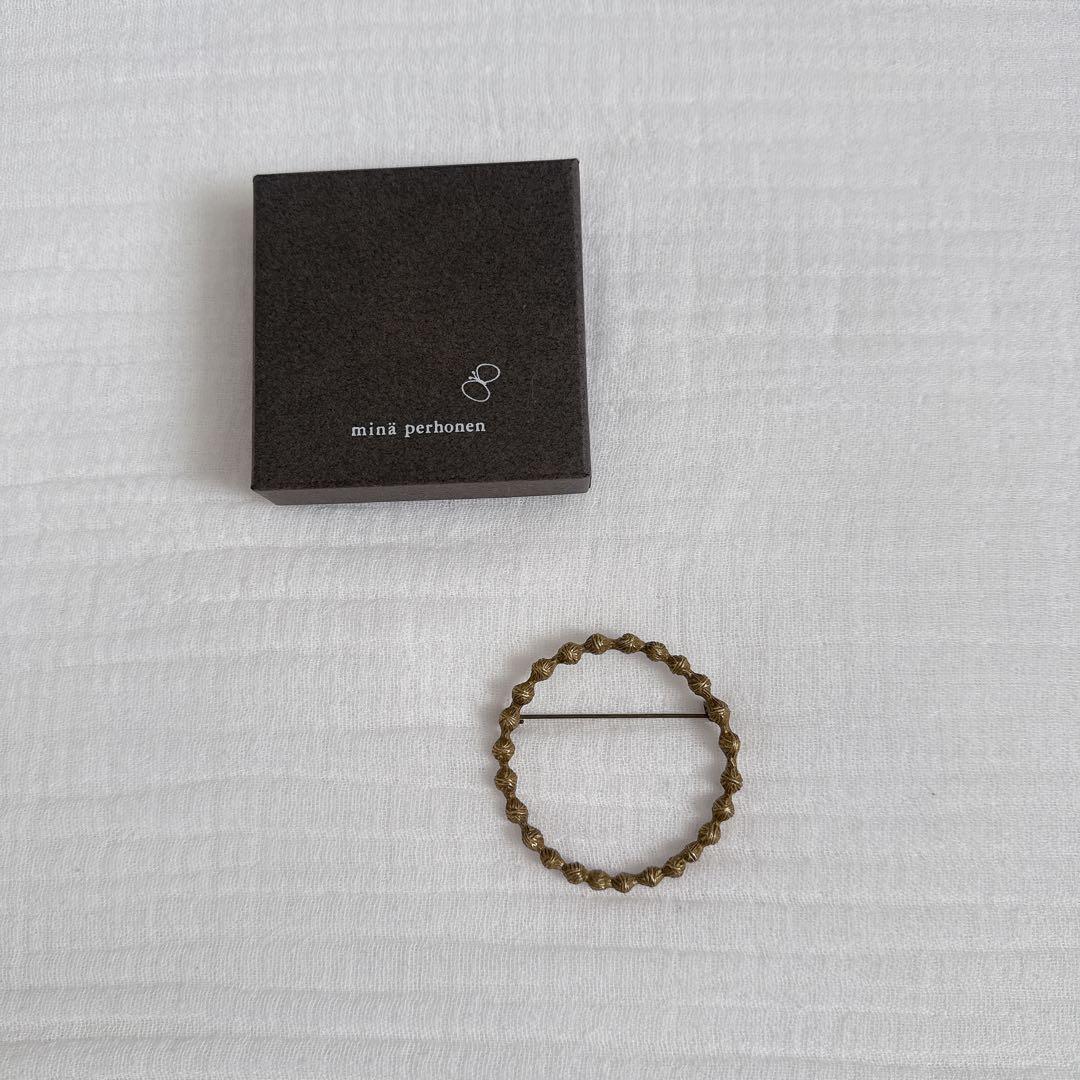 ミナペルホネン タンバリンブローチ antique gold 皆川明 希少 真鍮