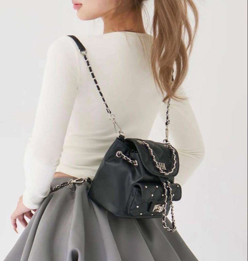 Darich ダーリッチ キルティングビジューミニリュック ブラック BLK