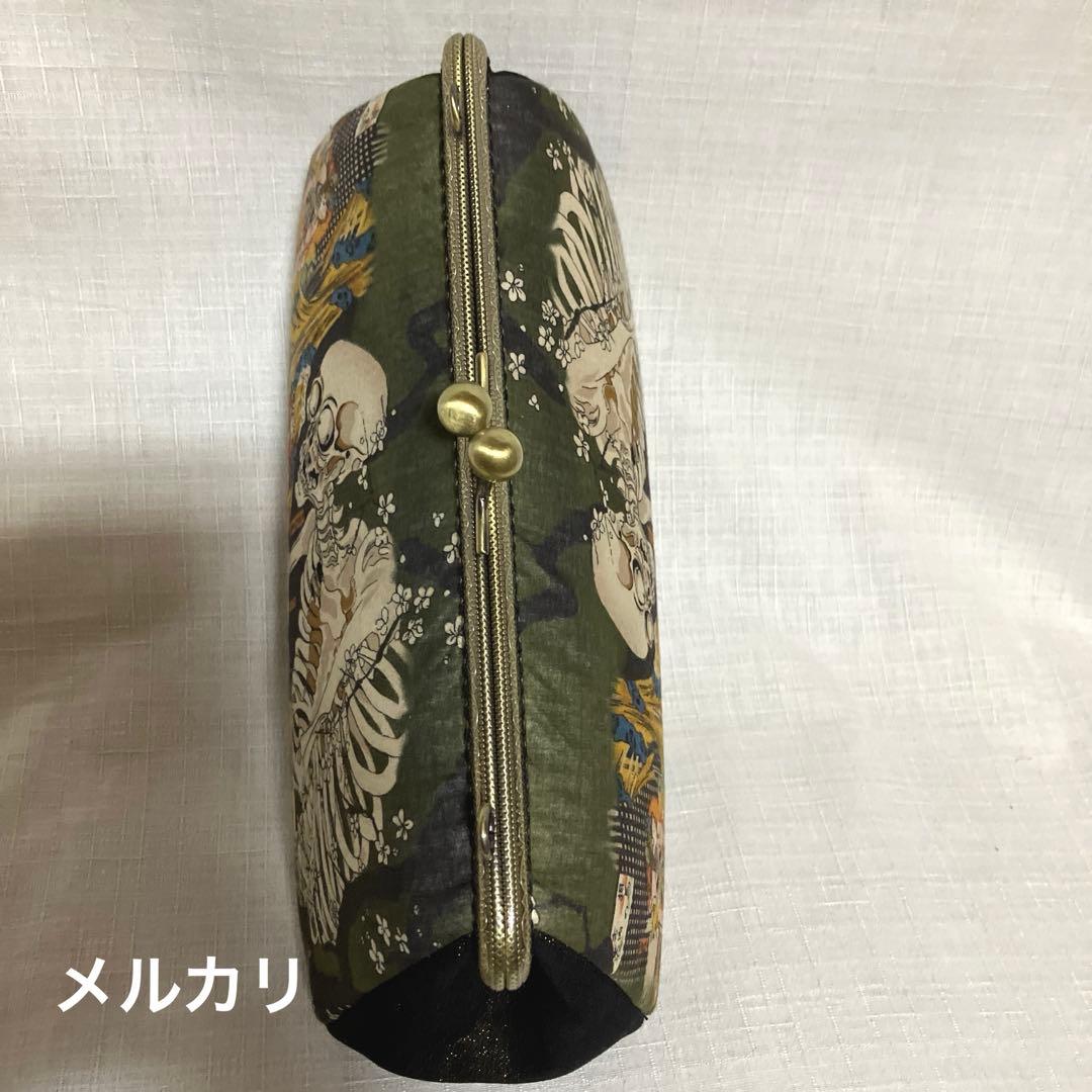 ガシャ髑髏　ハンドメイド　がま口バッグ　お薬手帳ケース　浮き足がま口長財布
