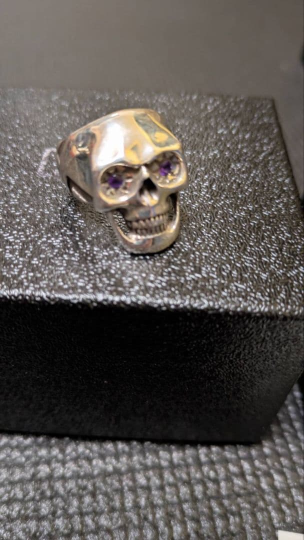 CALEE ラッキースカルリング アメジスト　シルバー　17号