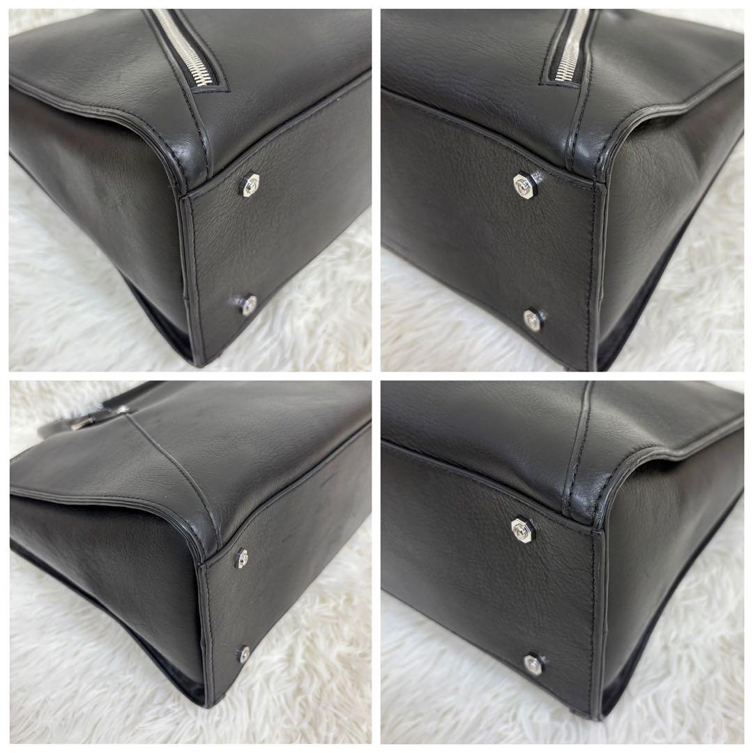 未使用級✨ ディーゼル レザー トートバッグ ハンドバッグ 黒 ジップ ロゴ金具