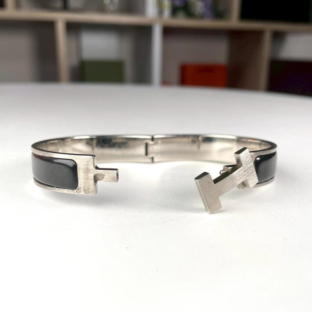 良品 HERMES 名作 クリックH シルバー ブレスレット
