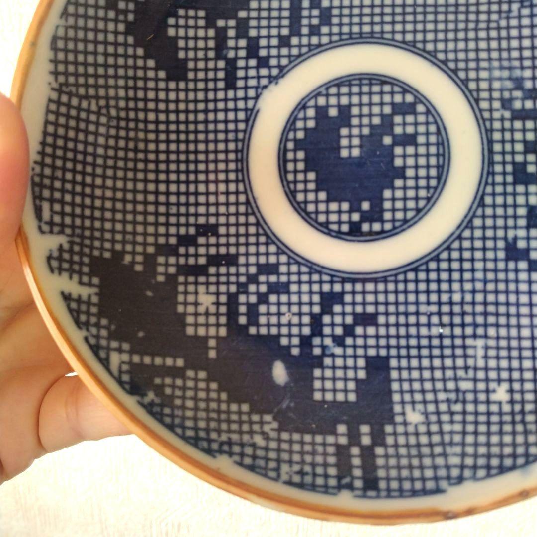 古伊万里明治印判動物図平皿ニワトリ山羊ラクダ