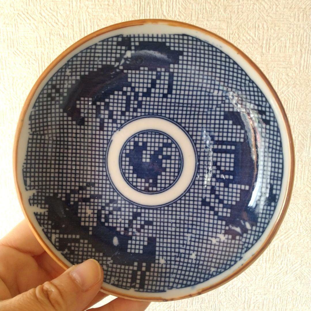 古伊万里明治印判動物図平皿ニワトリ山羊ラクダ