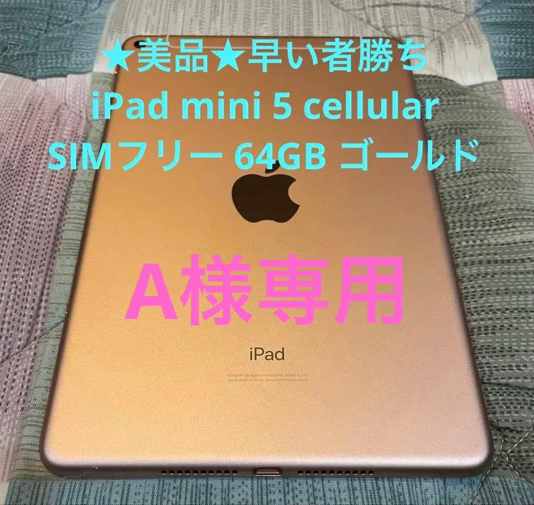 美品iPad mini5 Wi-Fi+Cellular 64GB ゴールド
