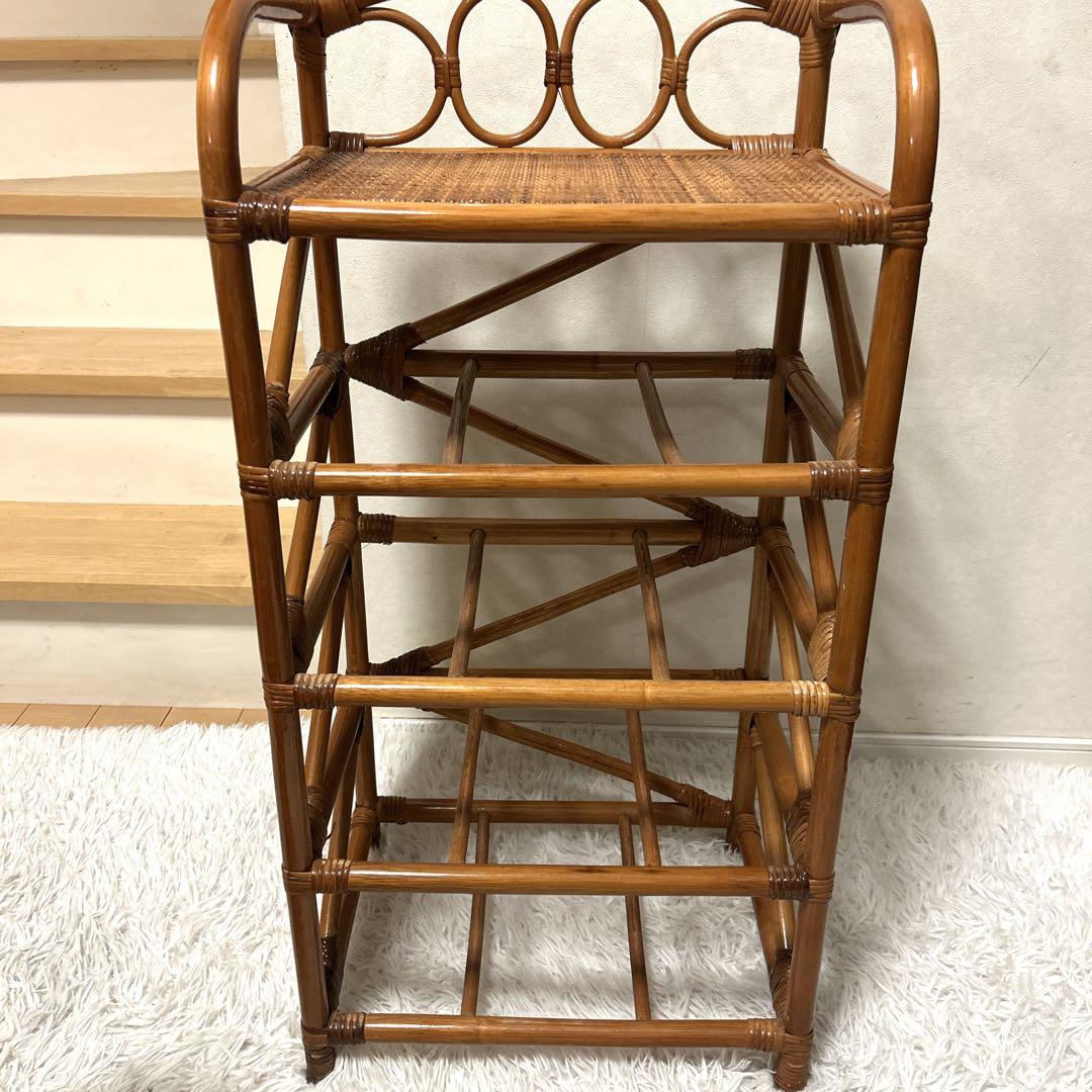 ラタンチェスト 4段 籐家具 ビンテージ 電話台 収納 ラタン タンス 箪笥