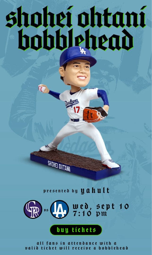大谷翔平 9/10ドジャースタジアム限定配布 ピッチング ボブルヘッド