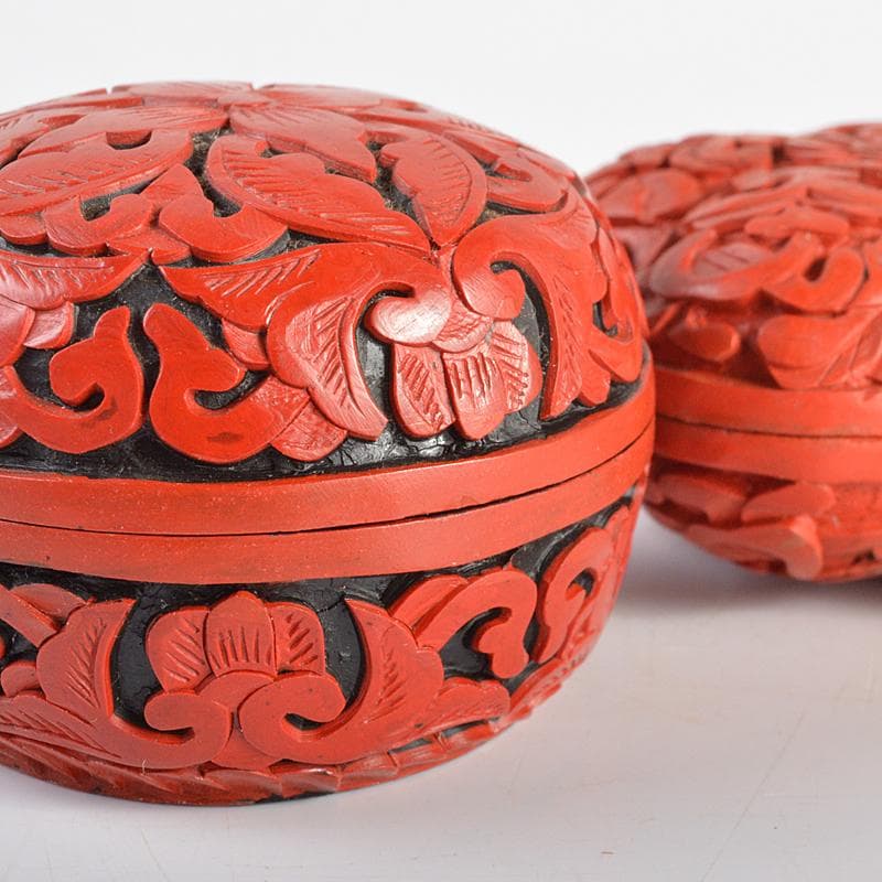 中国 剔紅 堆朱 内七宝など 香合 蓋物 3点まとめて V 4420