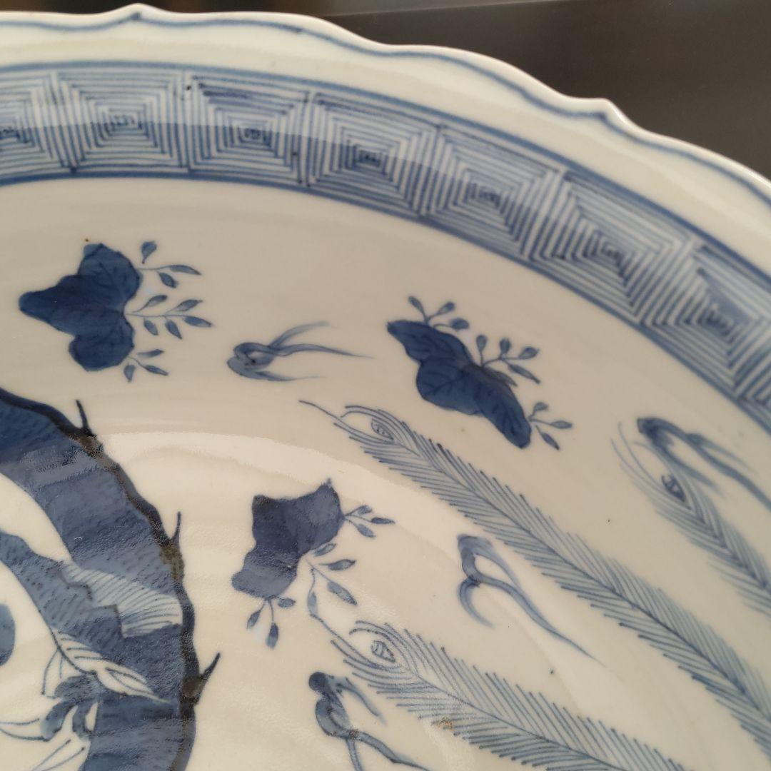 完品の美品　凄く大きい　 古伊万里　江戸期 大鉢　龍と鳳凰図