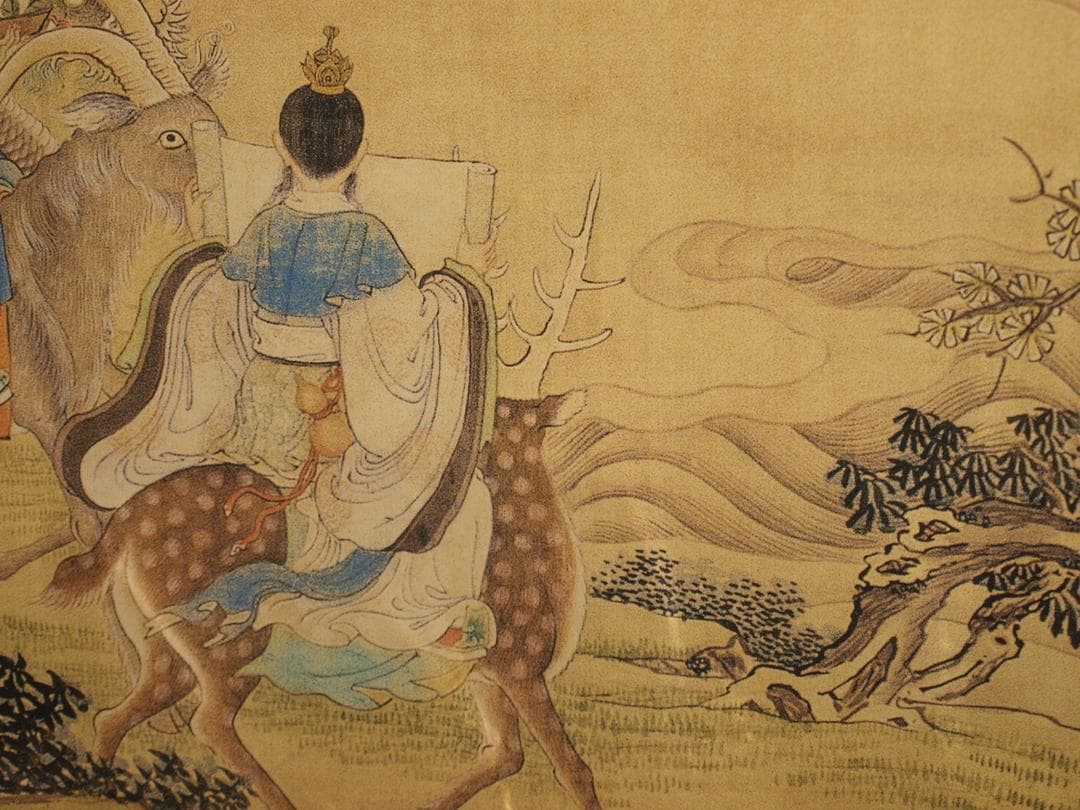 中国清時代 任熊作 コレクション 群仙祝夀图人物掛け軸骨董品 捲り