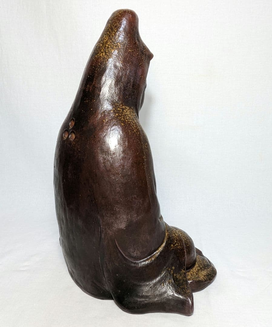 備前焼 観音菩薩座像 仏像 置物 仏教 陶像 インテリア 細工物 久本浩一？