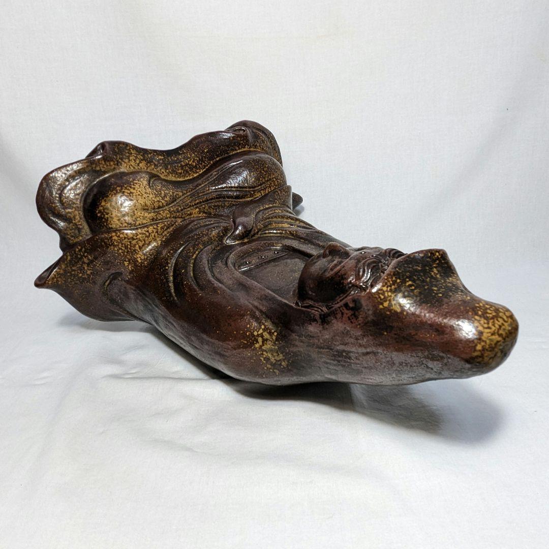 備前焼 観音菩薩座像 仏像 置物 仏教 陶像 インテリア 細工物 久本浩一？