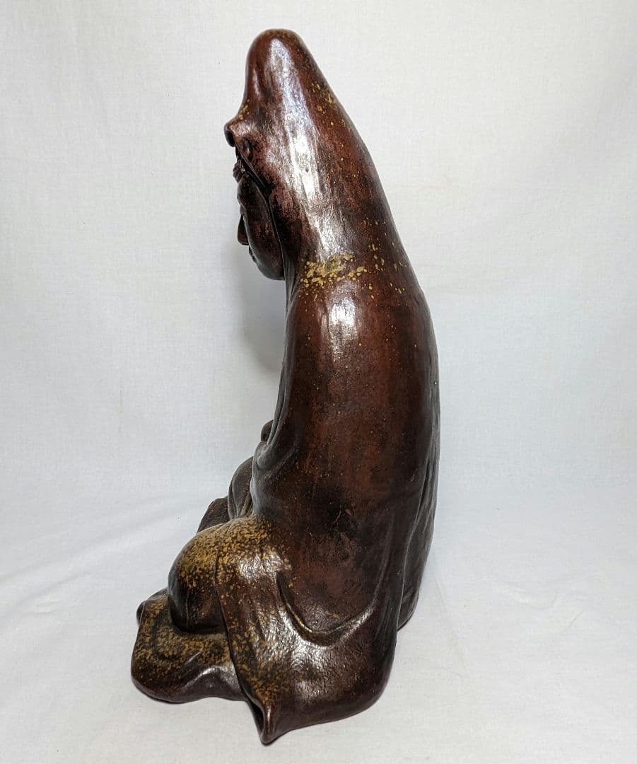 備前焼 観音菩薩座像 仏像 置物 仏教 陶像 インテリア 細工物 久本浩一？