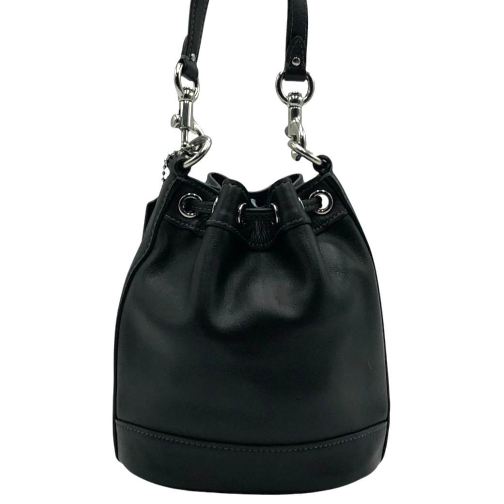 【極美品】COACHコーチ　ブラック　レザー　ショルダーバッグ　２WAY　巾着型