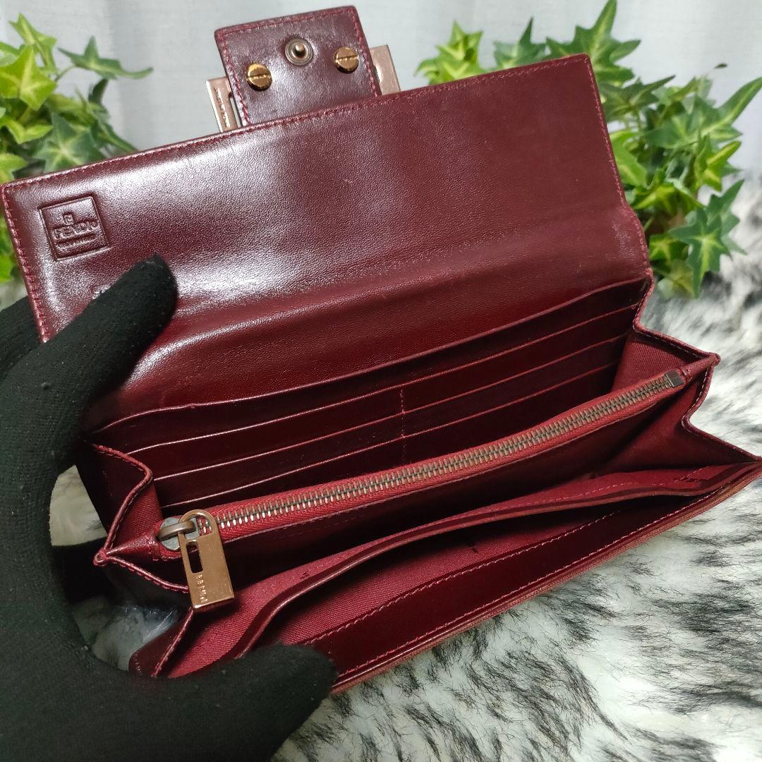 FENDI 長財布 ズッカ レッド フェンディ 財布 ズッキーノ FF ボルドー
