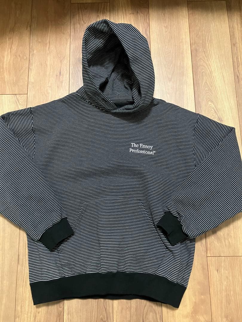 トップス ennoy BORDER HOODIE SWEAT BLACK M