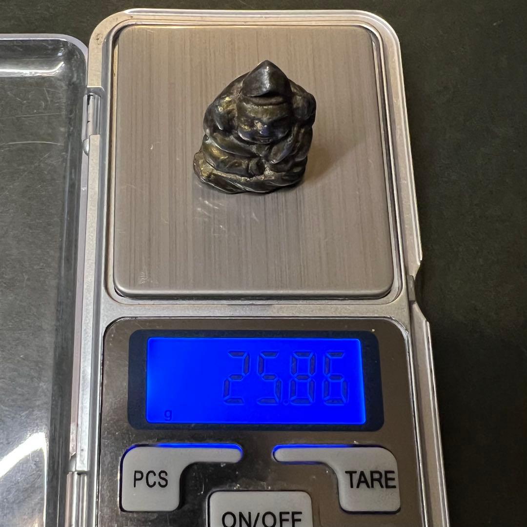 ◎古道具 庵々◎江戸時代後期 古銅製 恵比寿像 懐中仏◎神像豆仏鍍金痕