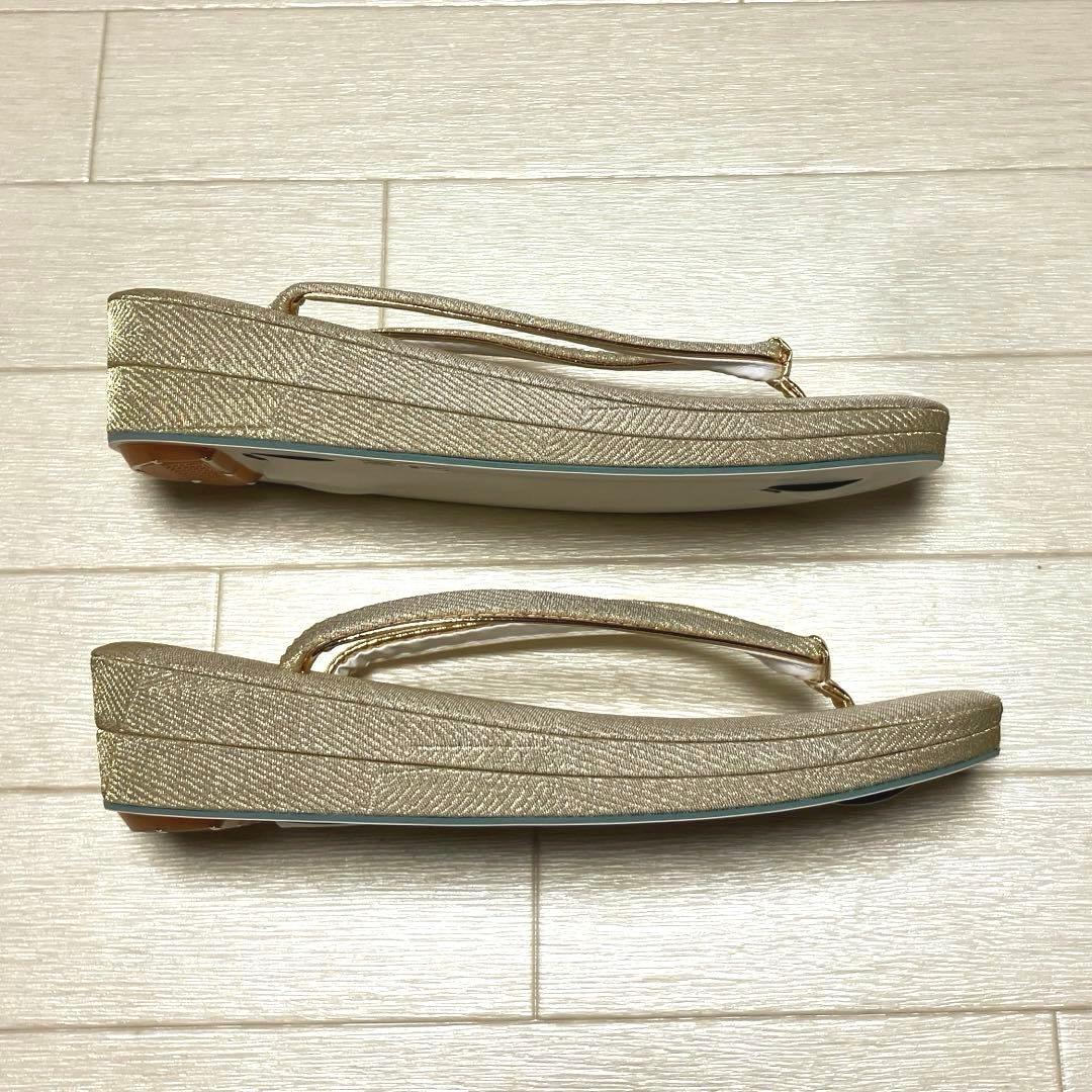 《未使用》佐賀錦　草履バッグセット　ゴールド