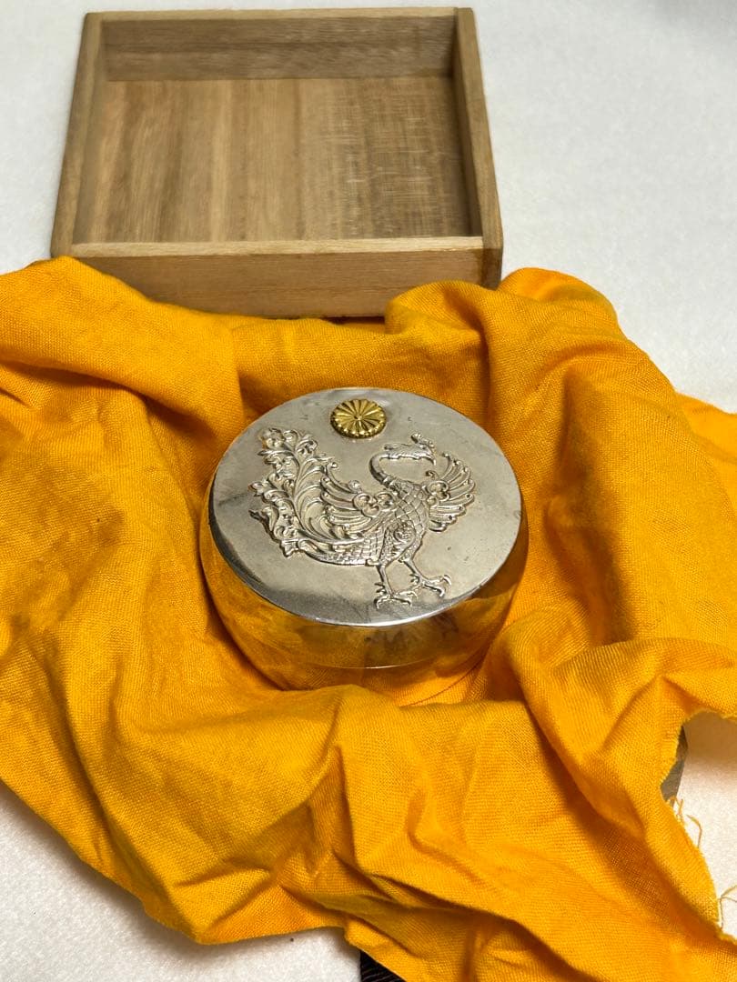 ★皇室御下賜品★ 上皇陛下 平成即位の礼 ボンボニエール 棗型鳳凰文　桐箱付き