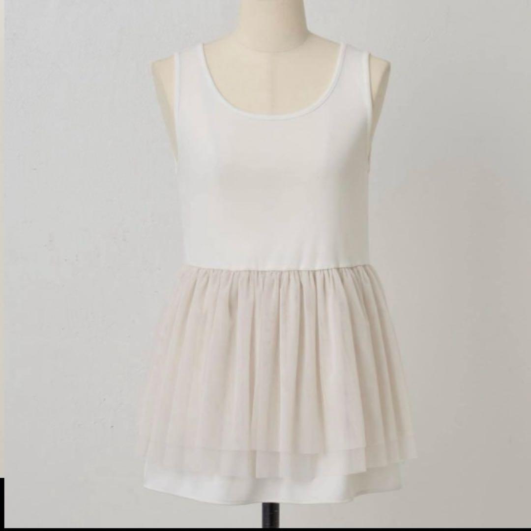 【新品.タグ付き】ビアズリー beardsley チュチュタンク手洗い可ホワイト