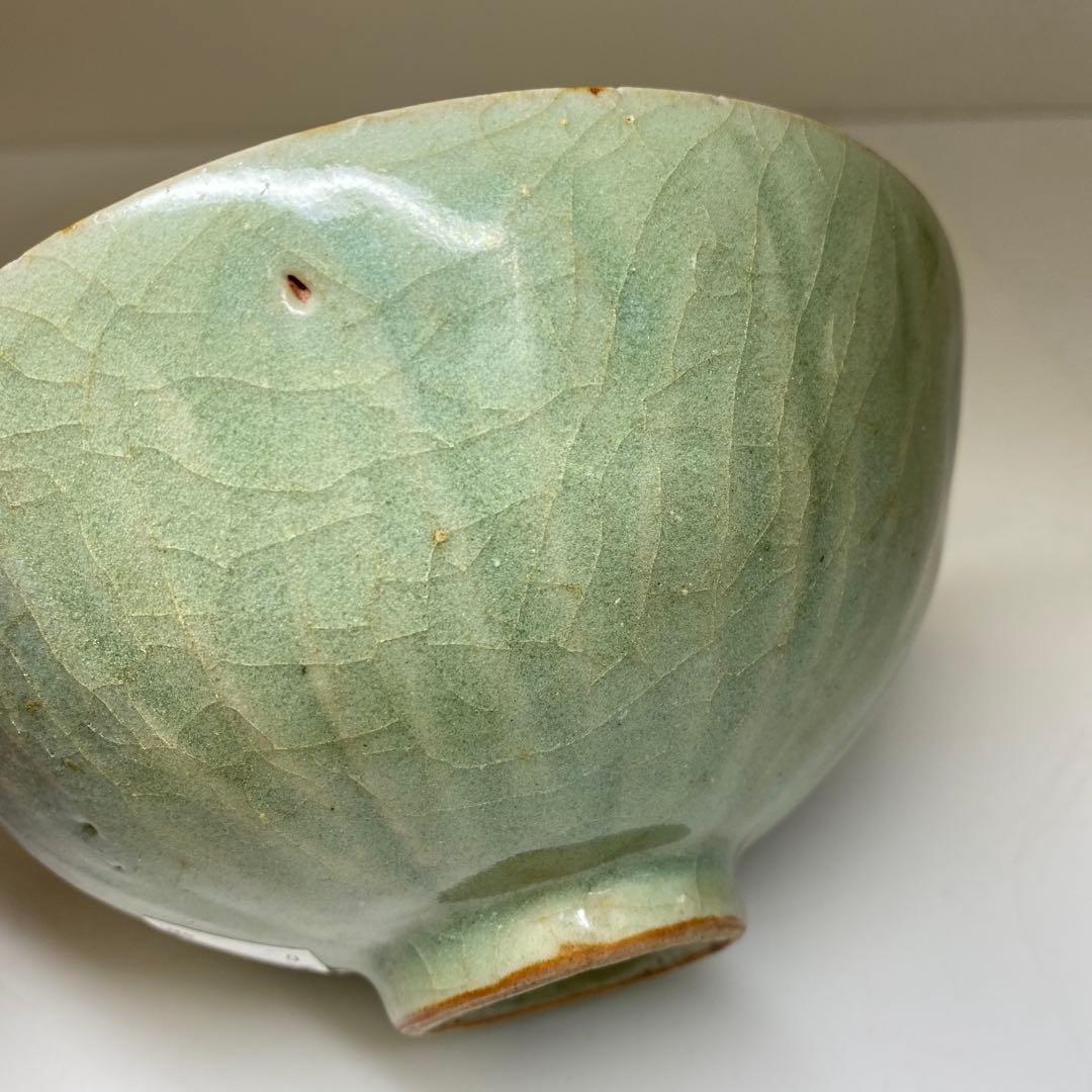 中国元時代 龍泉窯青磁茶碗 木箱付 直径14.7㎝ 東Y7-0328