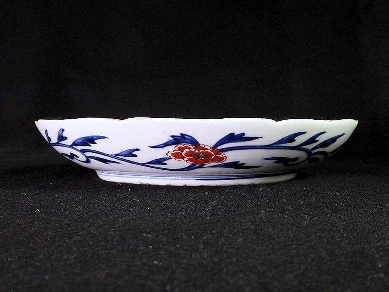 大聖寺伊万里　金襴手　窓絵　花の図　7寸半皿　D707AS-BQm