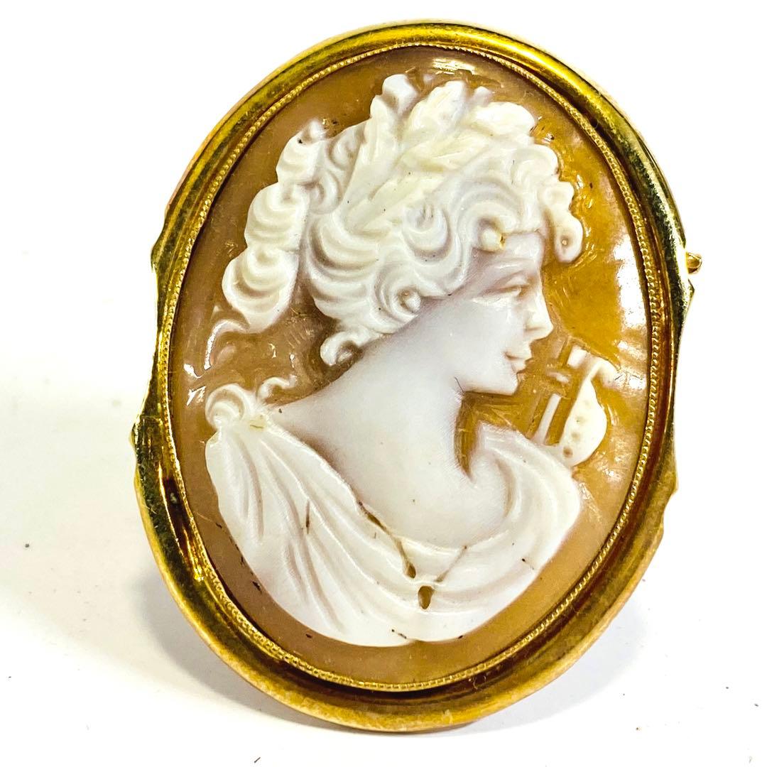 18k ゴールド 美品 カメオ ブローチ ペンダントトップ rossi