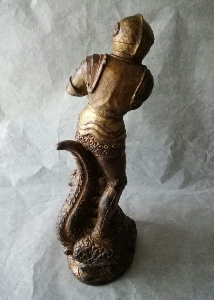 逸品 聖ジョージの竜退治 木彫金彩色聖人像 スペイン 19世紀 キリスト 逸品