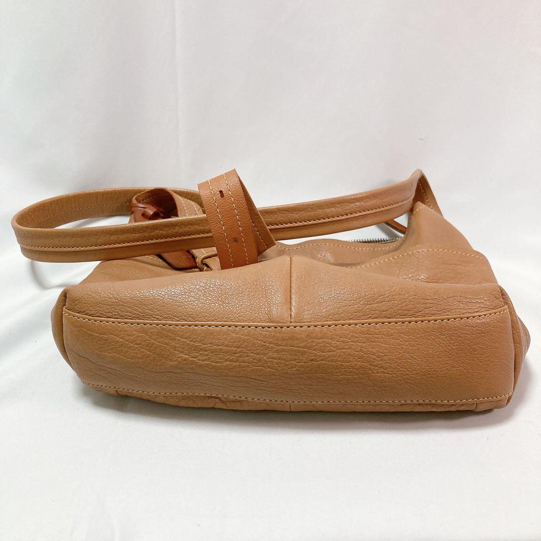 genten ゲンテン タスカ ロゴ ショルダーバッグ レザー グレージュ