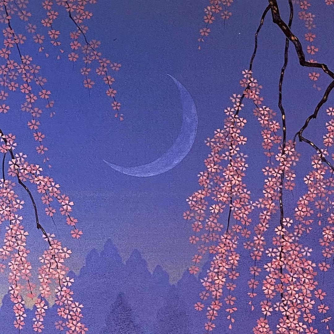 羽柴正和、【春宵の森】、希少な額装用画集より、新品額装付、状態良好