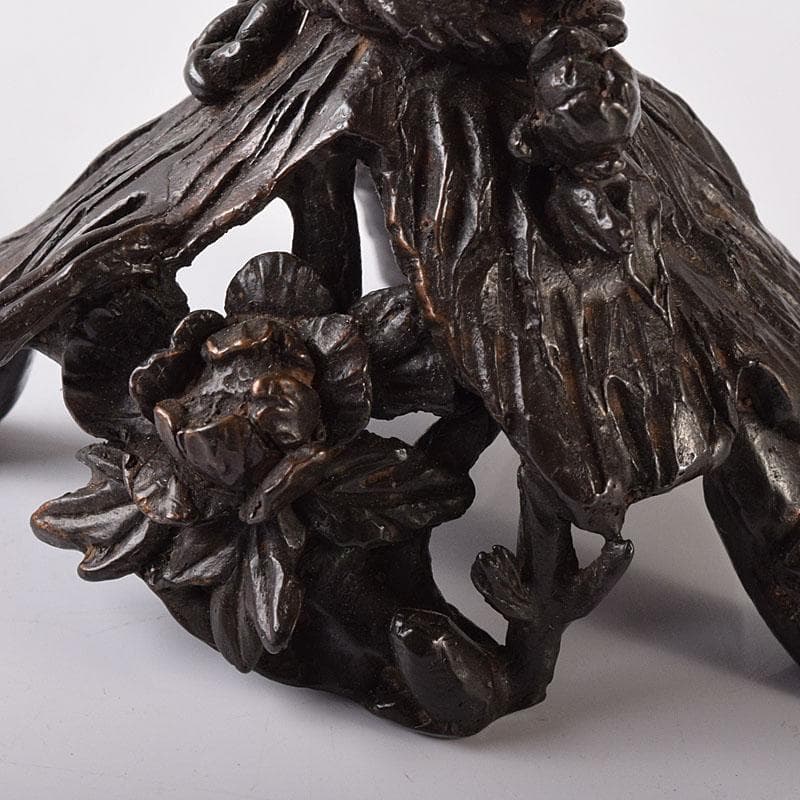 高岡銅器　千秋長治作　蝋型鋳銅　蓋置　共箱　Ｖ　7854