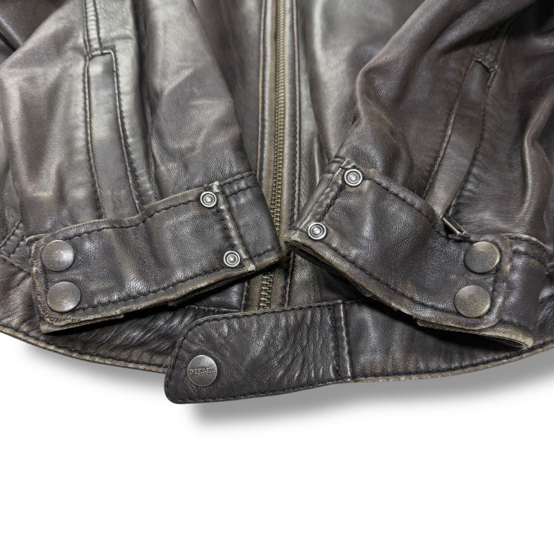 DIESEL 521 シングル ライダースジャケット ラムレザ 羊革 メンズ