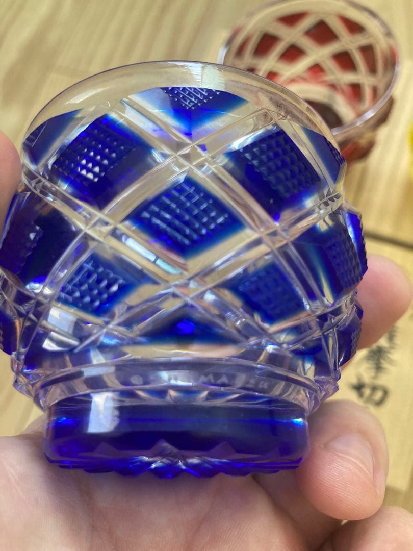 全て未使用 復元 島津 薩摩切子 色被せガラス 切子猪口 3個セット グラス