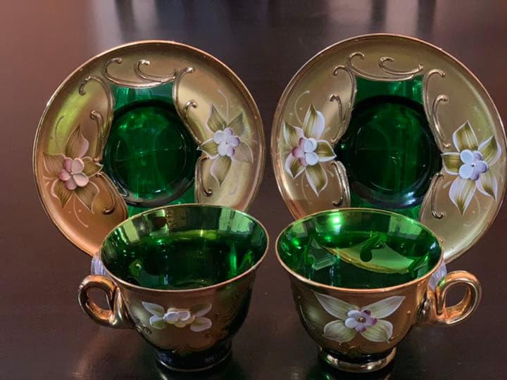 MURANO ムラノ • ベネチアン ガラス カップ＆ソーサー 2客 24金 - メルカリ