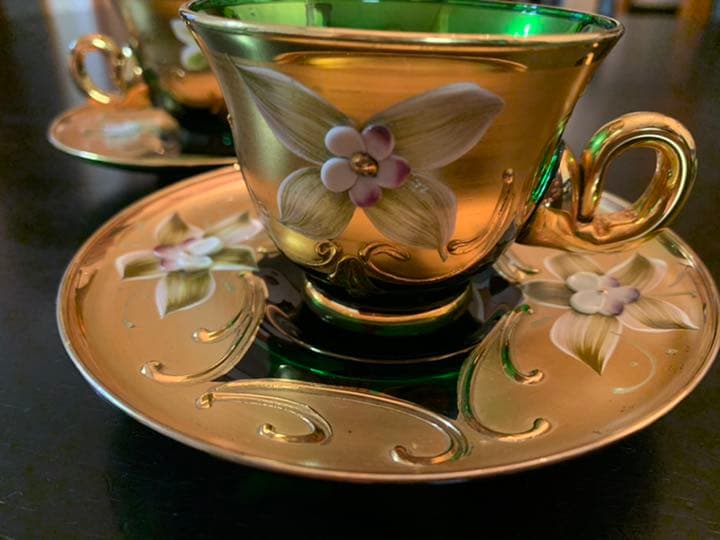 MURANO ムラノ • ベネチアン ガラス カップ＆ソーサー 2客 24金 - メルカリ