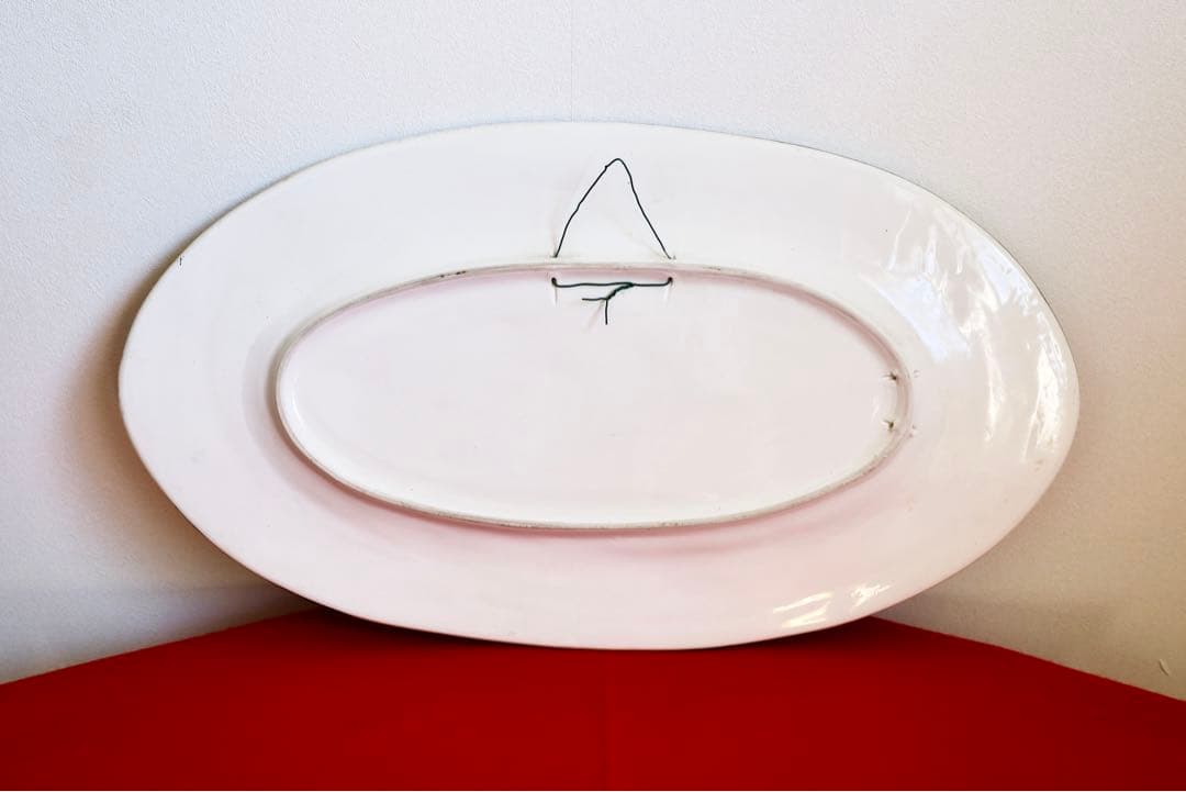 イタリア雑貨・大皿・飾皿【デルータマヨルカ焼き高級絵皿天使オーバル皿】
