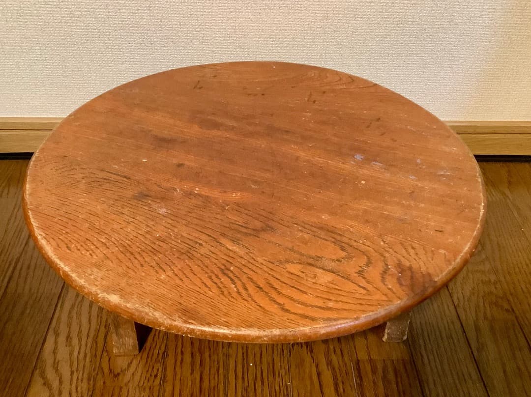 昭和レトロ　ちゃぶ台　 ミニサイズ　折り畳み式　コンパクト　アンティーク　古道具 昭和レトロ】ミニ ちゃぶ台（折りたたみ式）アンティーク/古道具/骨董