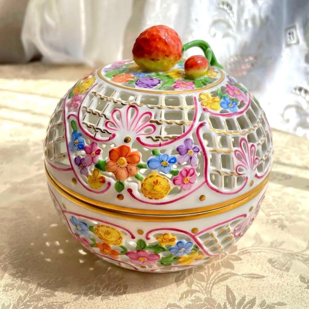 美品 1級品】ヘレンド ボンボニール 金彩 透かし オープンワーク