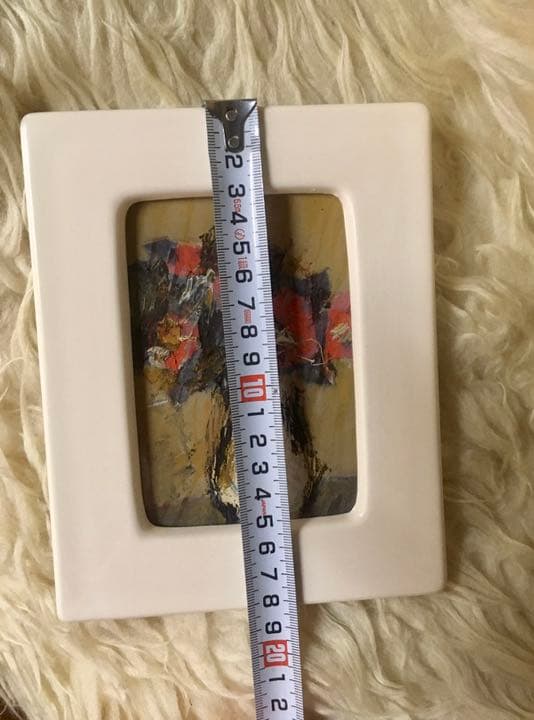 御宿正司　油絵　陶器額縁　ミニ　自筆