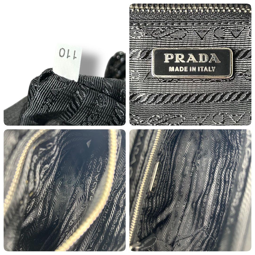 【がま口】プラダ プレート　ビジュー　ブラック　ハンドバッグ BN1146