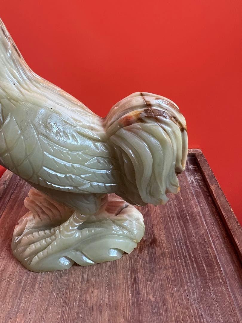 1495 特上彫 酉 鶏 置物 彫刻工芸品