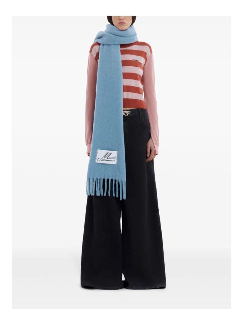 Marni アルパカマフラー ブルー レディース