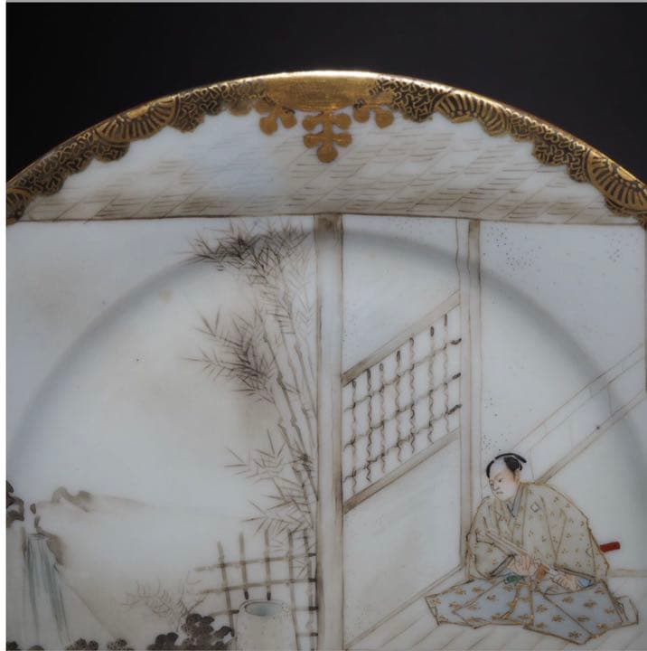 送料無料 大正時代『百田造』幻の横浜焼 忠臣蔵図皿 径18cm