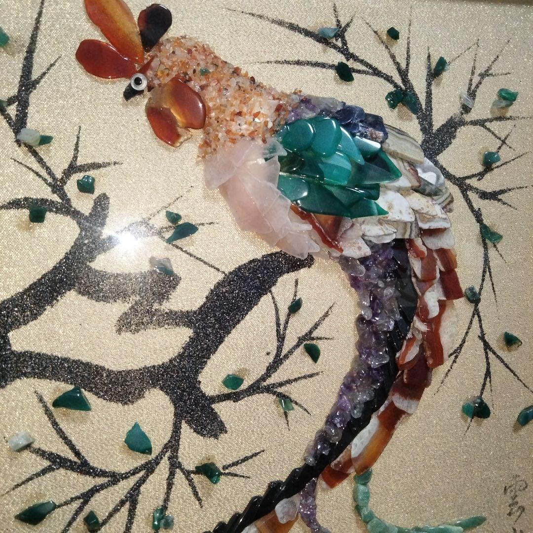 宝石画】貴石画 雲雀作 アンティーク レトロ インテリア 絵