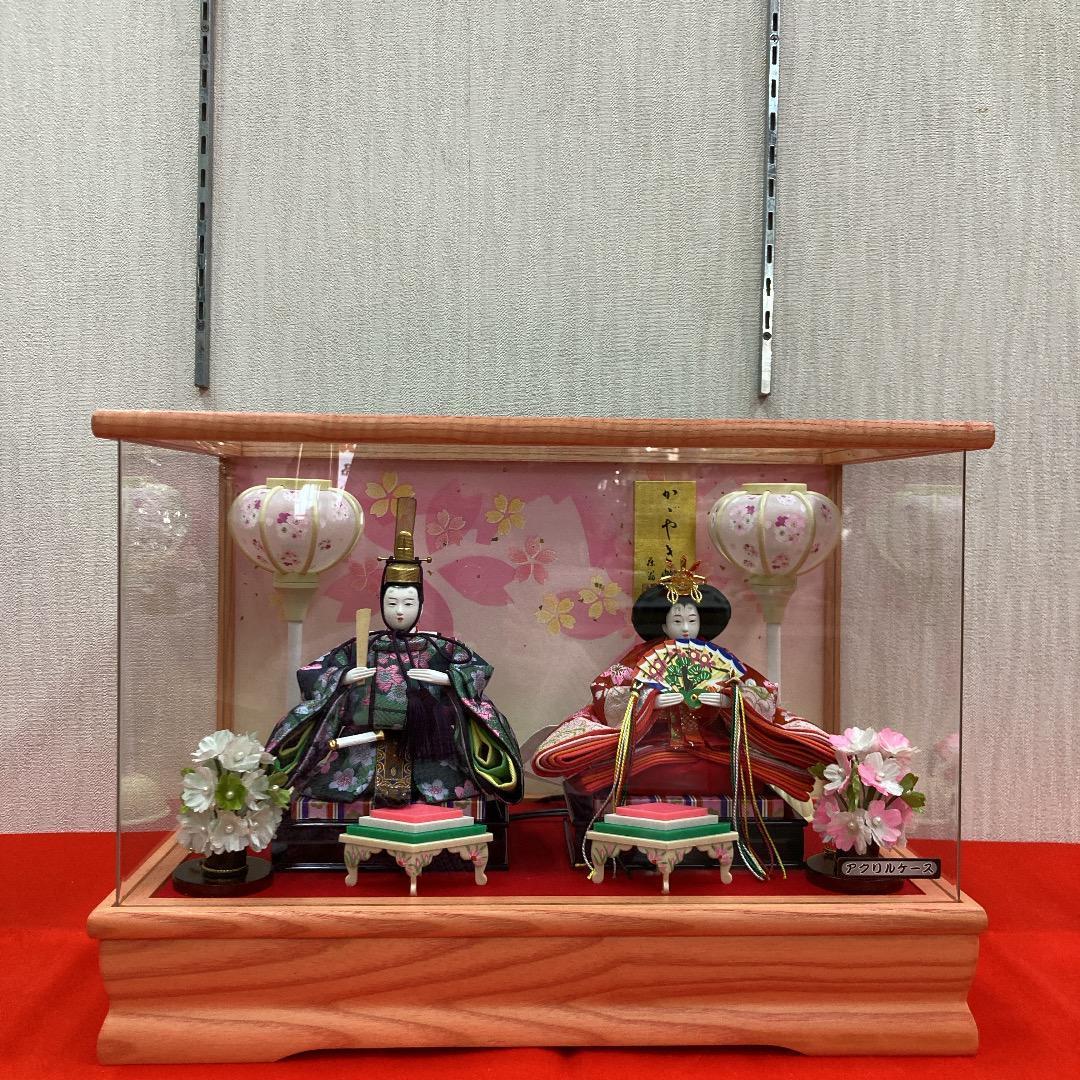 K６ 美品！可愛いケース人形　巾42㎝位　親王ケース　ひな人形ケース