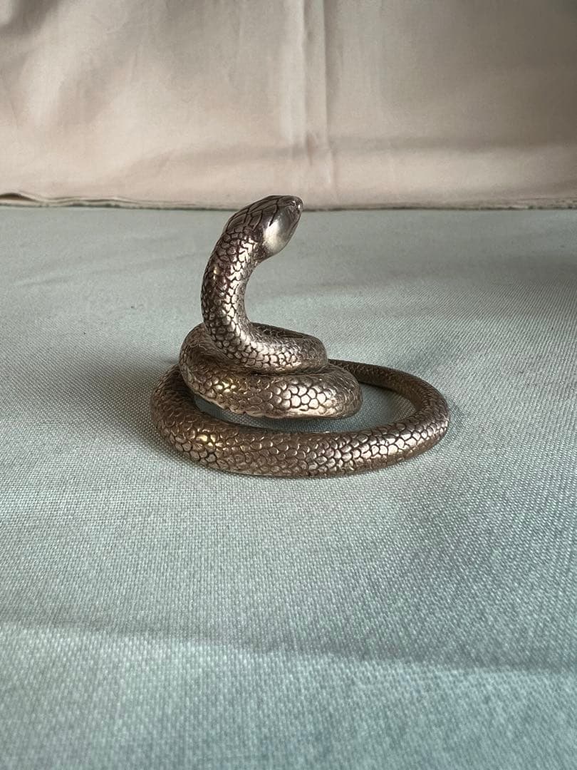 純銀 蛇 置物 61.1g 康德三年紫雲閣