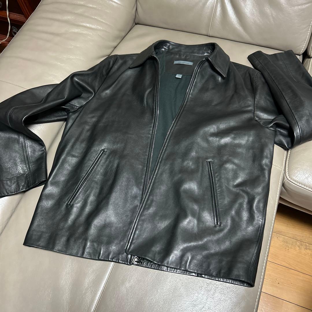 オンワード樫山 john varvatos レザージャケット 黒 ブルゾン 50-直営